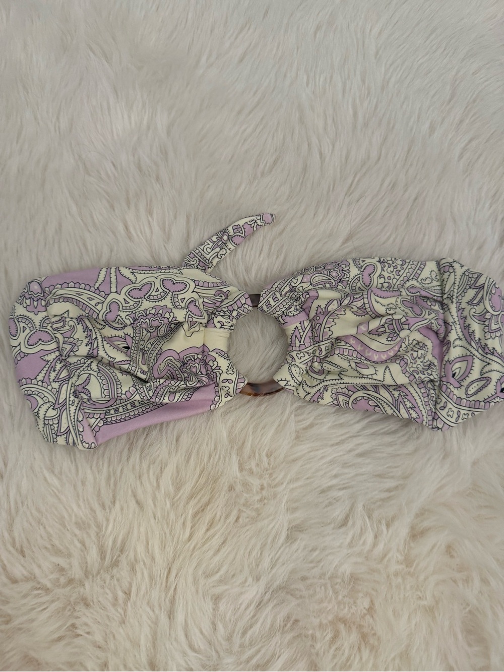 Strapless Paisley Print Bandeau Top in Lavender